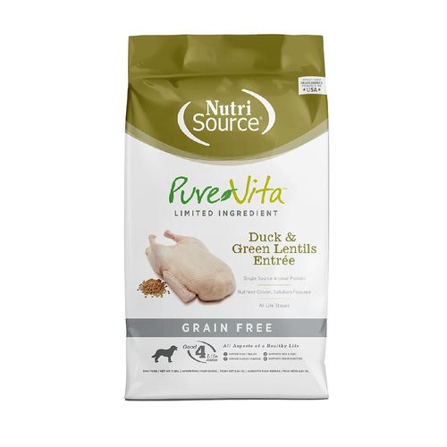 Comida Seca Perro Nutrisource Pure vita Grain Free Duck & Green Lentils 5 Lb